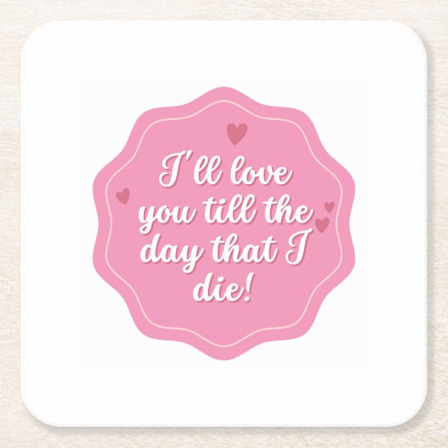 Quote | Pink | Pastel Square Paper Coaster (Front)