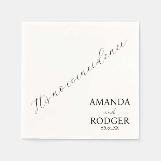 Quote Pretty Script Black and White Wedding  Napk Napkin (Front)