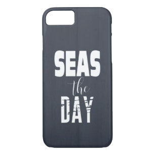 Quote Seas The Day Bold Type White On Grey iPhone 8/7 Case