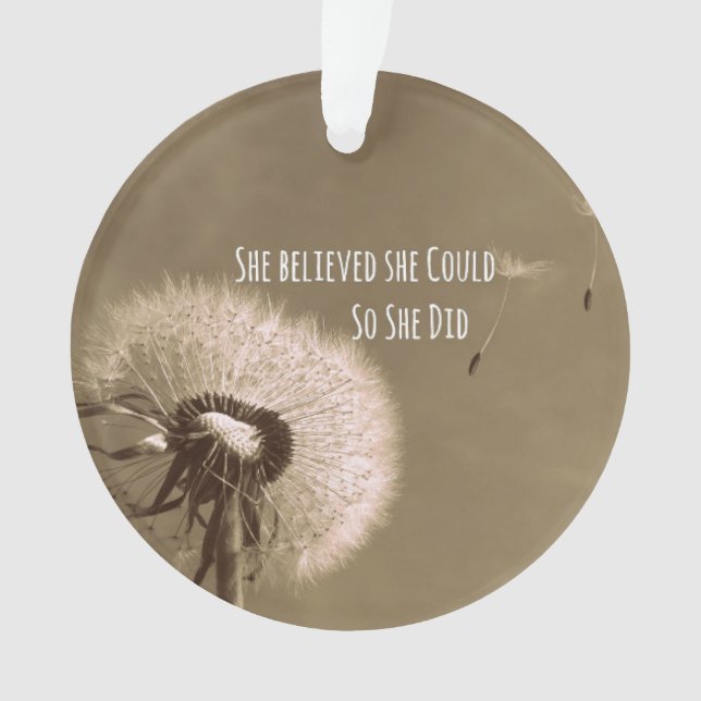 Quote: She believed she could so she Did Ornament (Front)