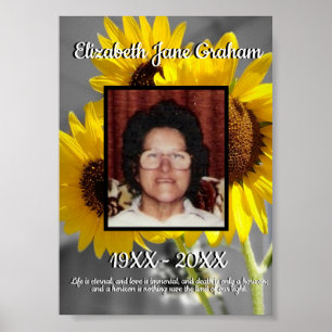 Quote Sunflowers Background Photo Memorial Poster