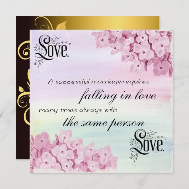 Quote Text Calligraphy And Flowers Nature Frame Invitation (Front/Back)