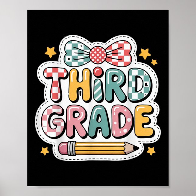 Quote Third Grade Coquette Bow Back To School  Poster (Front)