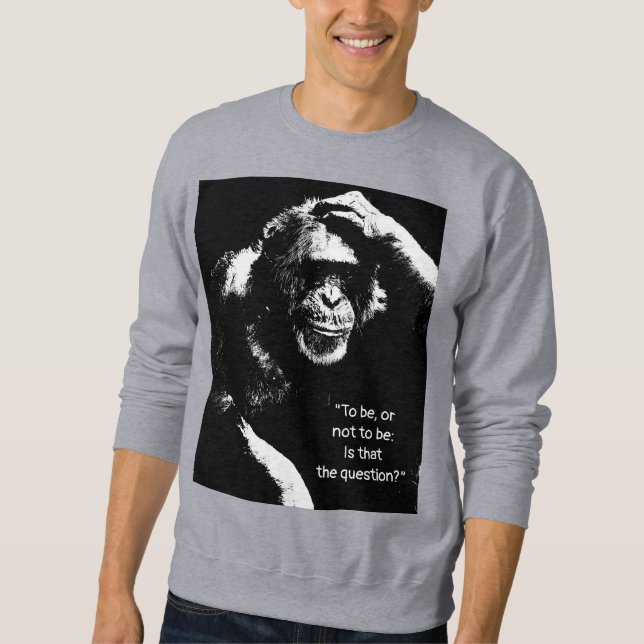 Quote To be or not to be Men's Grey Front Print Sweatshirt (Front)