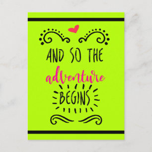 Quote Typography And So The Adventure Begins Postcard