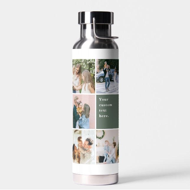 Quote Typography Family Photo Collage Template Water Bottle (Left)