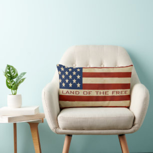 Quote - Vintage American Flag Pillow