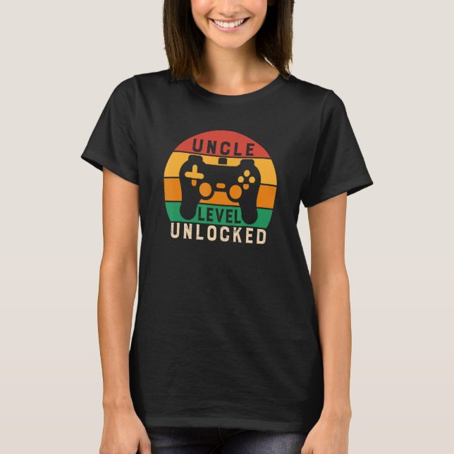 Quote Vintage Uncle Level Unlocked Gaming T-Shirt (Front)