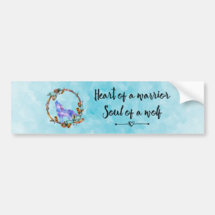 Quote with Howling Wolf in a Boho Wreath Bumper Sticker