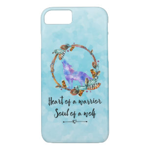 Quote with Howling Wolf in a Boho Wreath iPhone 8/7 Case
