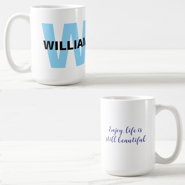 Quote with Modern Monogram Initial & Name Coffee Mug (Personalized name mug
)