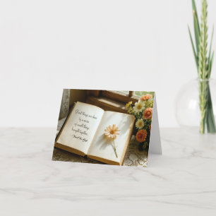 Quote Written In an Open Vintage Book Card