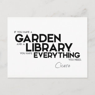QUOTES: Cicero: A garden and a library Postcard