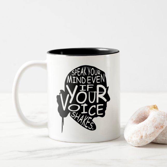 Quotes Feminist Gift, Notorious RBG Two-Tone Coffee Mug (With Donut)