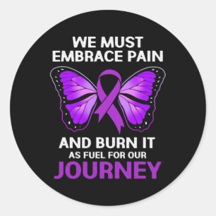 Quotes Fibromyalgia Warrior Fibro Awareness Classic Round Sticker
