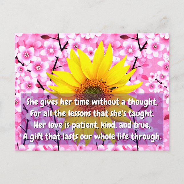 Quotes / Message / Poem | Floral Love Mum Postcard (Front)