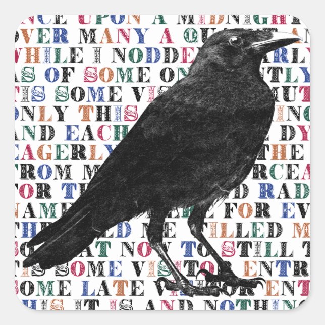 Quoth The Raven Never More Square Sticker (Front)