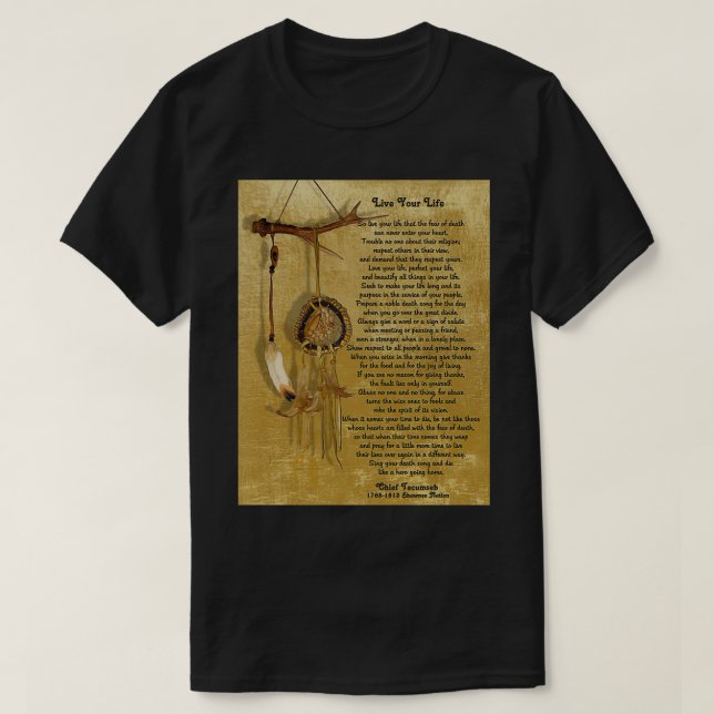 quotLive Your Lifequot by Chief Tecumseh dream cat T-Shirt (Design Front)