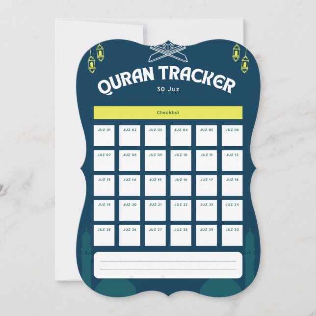 Quran Tracker All 30 JUZ  Card (Front)