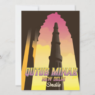 Qutub Minar New Delhi India travel poster