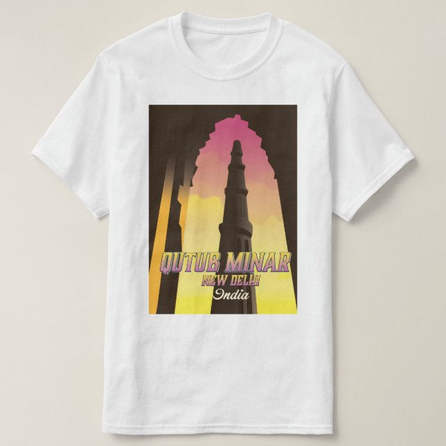 Qutub Minar  New Delhi India travel poster T-Shirt (Design Front)