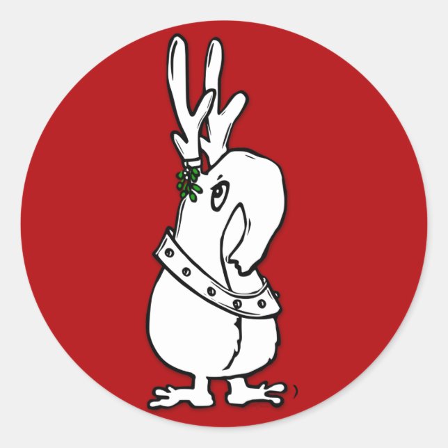 Qwirky Reindeer, For Sealing Your Envelopes. Classic Round Sticker (Front)