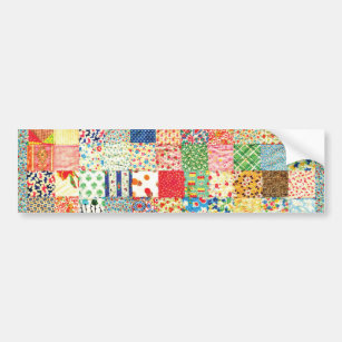 QWL Patchwork Quilt COLORFUL PATTERN BACKGROUND HO Bumper Sticker