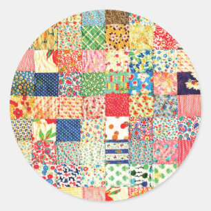 QWL Patchwork Quilt COLORFUL PATTERN BACKGROUND HO Classic Round Sticker