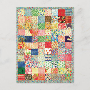 QWL Patchwork Quilt COLORFUL PATTERN BACKGROUND HO Postcard
