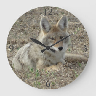 R22 Coyote Laying Large Clock