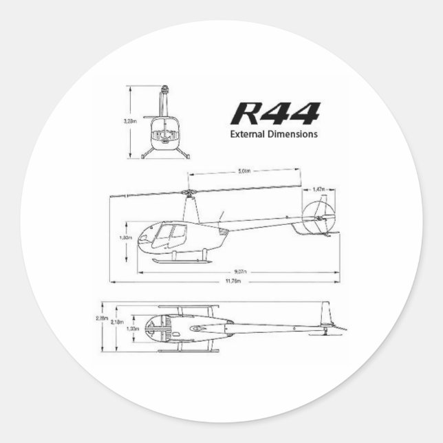 R-44 Robinson Classic Round Sticker (Front)