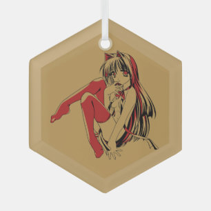 R & B Manga, Neko Catgirl Furry Loli Anime Glass Tree Decoration
