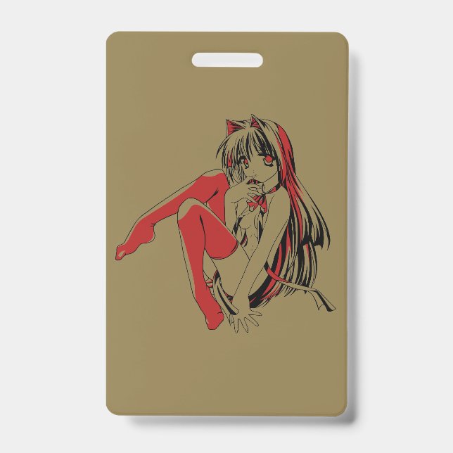 R & B Manga, Neko Catgirl Furry Loli Anime ID Badge (Front)