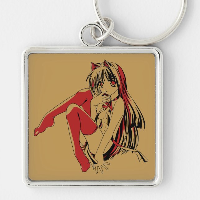 R & B Manga, Neko Catgirl Furry Loli Anime Key Ring (Front)