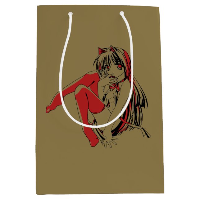 R & B Manga, Neko Catgirl Furry Loli Anime Medium Gift Bag (Front)