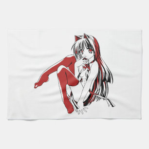 R & B Manga, Neko Catgirl Furry Loli Anime Tea Towel
