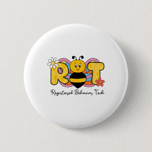 R Bee T Registered Behaviour Technician Rbt Floral 6 Cm Round Badge