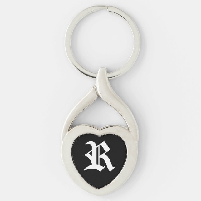 "R" Black Heart Keychain (Front)