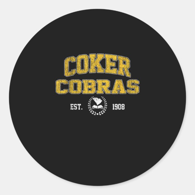 R College Cobras Arch Retro For Men Women  Classic Round Sticker (Front)