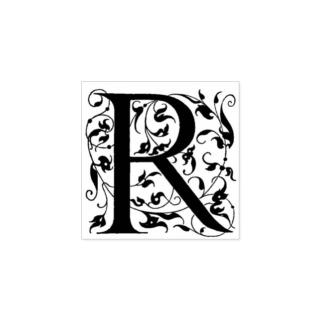 R Decorative First Letter Rubber Stamp (Imprint)