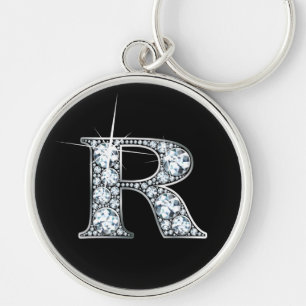 "R" Diamond Bling Keychain