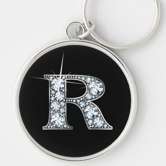 "R" Diamond Bling Keychain (Front)