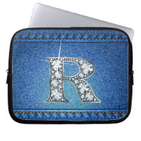 R "Diamond" Denim Stitching Electronics Bag