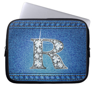 R "Diamond" Denim Stitching Electronics Bag