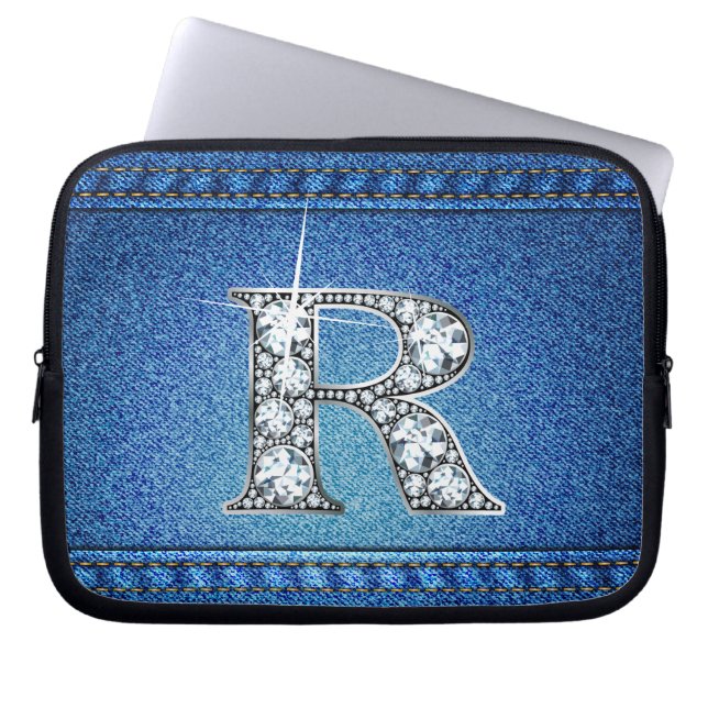 R "Diamond" Denim Stitching Electronics Bag (Front)