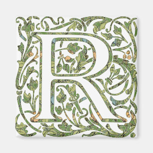 R Floral Monogram Magnet