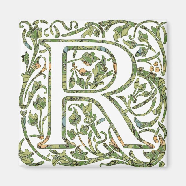 R Floral Monogram Magnet (Front)