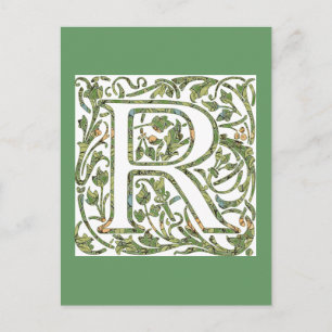 R Floral Monogram Postcard