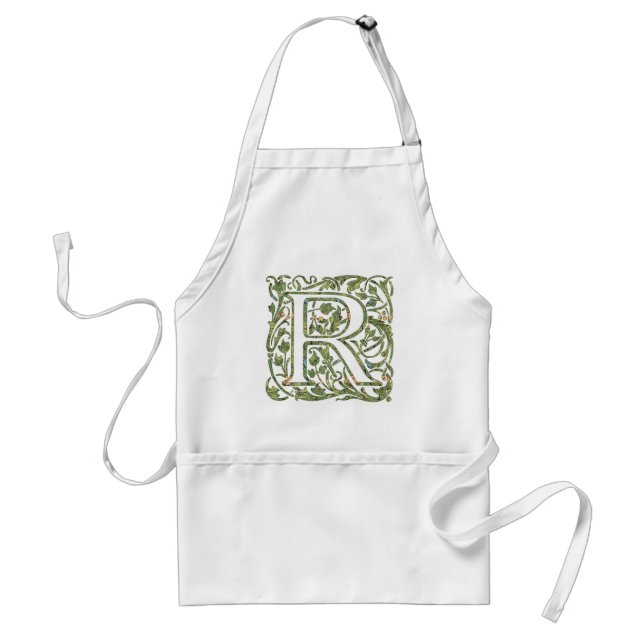 R Floral Monogram Standard Apron (Front)