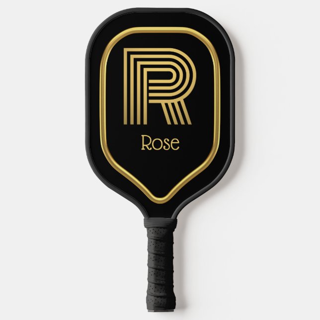 R Gold Initial Pickleball Paddle (Front)